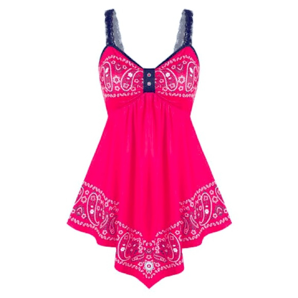 New Super cute stretchy silky pink bandana print summer dress XL (NWT)
